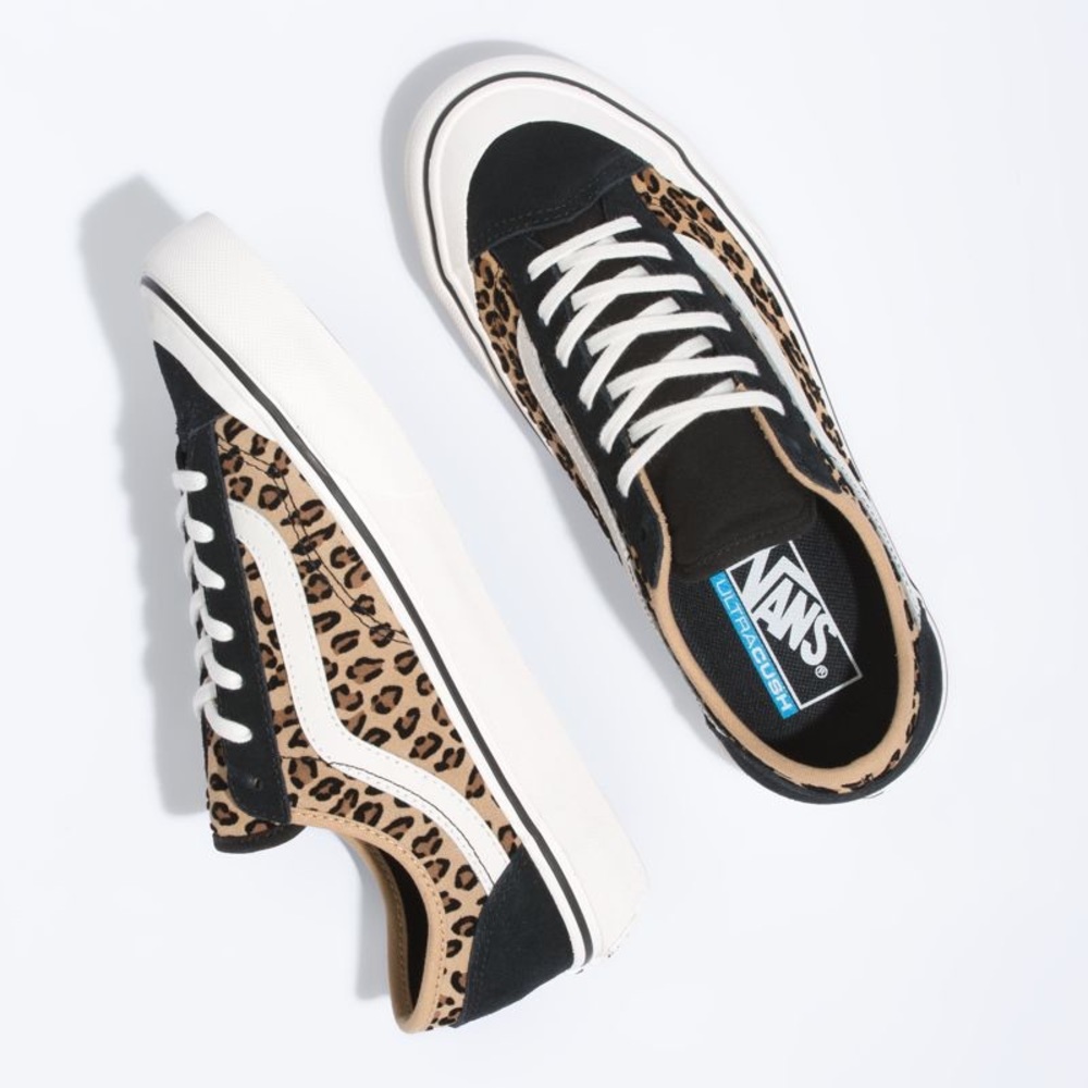 Vans Black and Leopard Print Sneakers